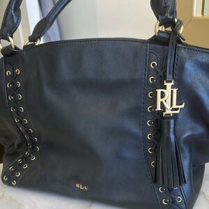 Ralph Lauren Black Leather Tote Bag